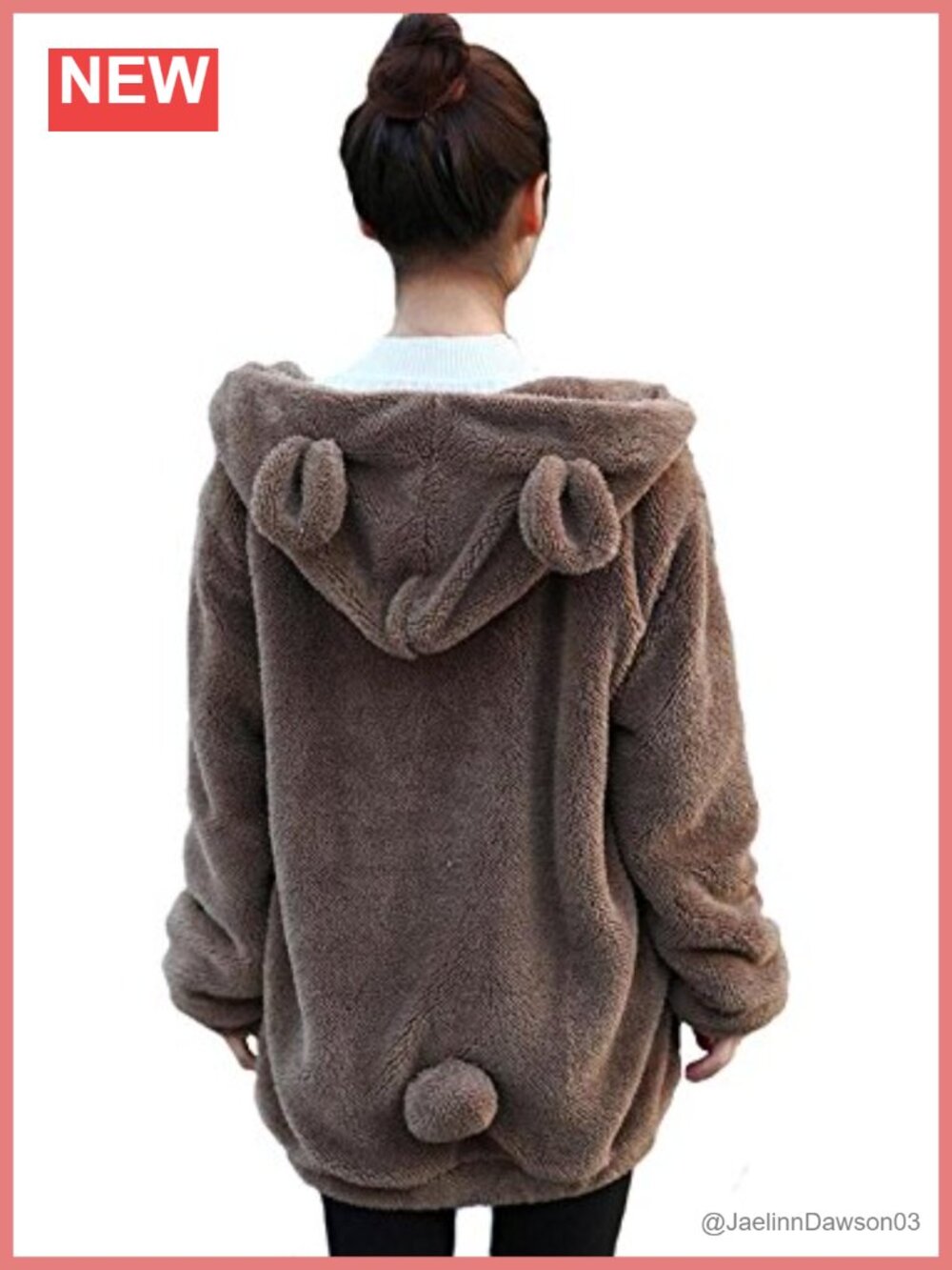 Faux Sherpa Animal Ears Tail Hoodie Oversized Zip Up Women Teen Cosplay
